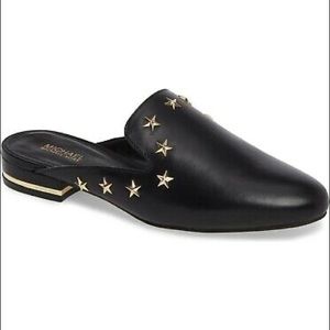 Michael Kors Natasha Black Leather Star Slides